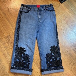 V Christina Jean Cropped Cuff Lace Detail 31”